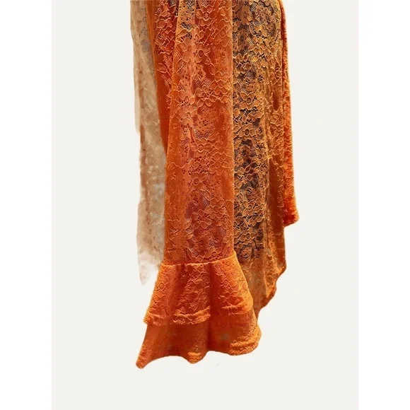 Anthropologie Palazzo Pants in small styled with orange lace jacket - Picture 4 of 6